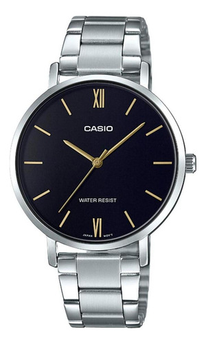 Reloj Mujer Casio Ltp-vt01d-1budf Core Mens Correa Plateado Bisel Plateado Fondo Negro