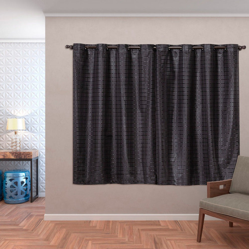 Cortina Blackout Blecaute Pvc Tecido Voil Xadrez 2,80 X 1,60