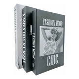 Conjunto Livro Decorativo Caixa Fake Organizador Decor Cor Preto