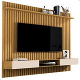 Rack Com Painel Ripado Tv 75  - Cumaru/off White - Mod.2069