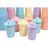 Vasos Plástico Milkshake Para Souvenir X25 Un Color Pasteles