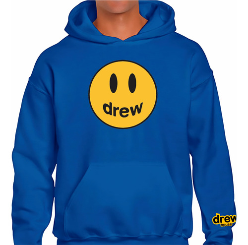 Buzo Hoodie Canguro Drew Azul Justin Bieber Tendencia Moda 