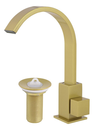 Torneira Cascata Banheiro Bica Móvel + Válvula Dourado Metal