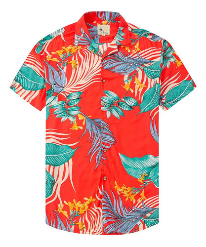 Camisas Hawaianas Aloha Para Hombre Tropical Leaf Flower Hol