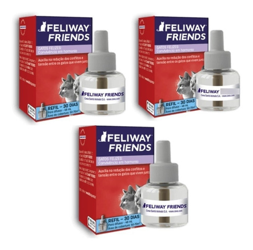 Combo 3 Refil 48ml Feliway Friends Conflitos Entre Gatos