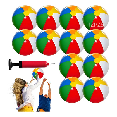 12pz Pelota De Playa Inflable De Colore Juguete Alberca+bomb | Meses sin interés