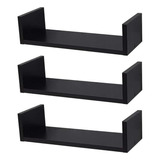 Kit 3 Nichos Preto Madeira Mdf Suporte Prateleira Oferta