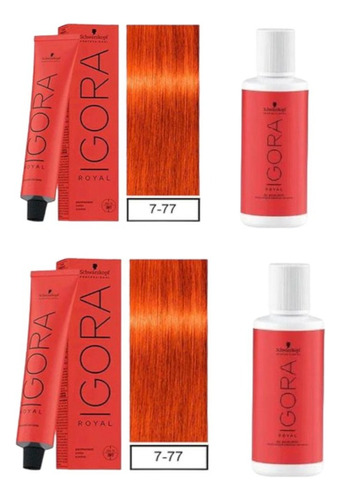 Kit 2tintura Igora Royal 7 -77+ 2 Oxidantes 60ml Schwarzkopf