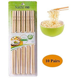 Set X 10 Palitos Para Sushi Chopsticks Bambú Reutilizables