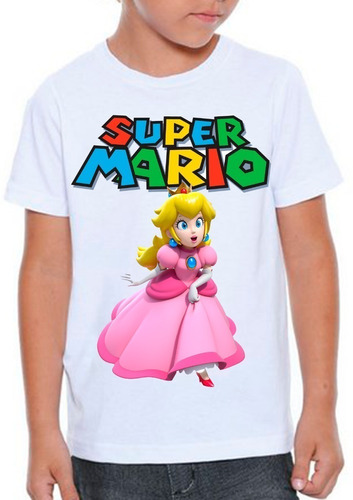 Camiseta Infantil Super Mário Princesa Peach Game #01