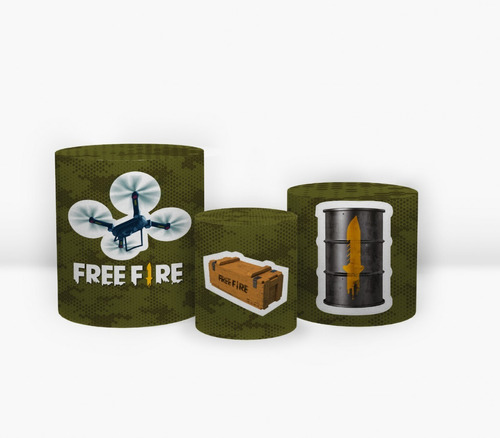 Kit Trio Capas De Cilindros Free Fire Licenciado 