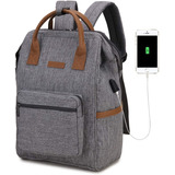 Mochila Vintage Porta Computadora Impermeable - Gris