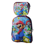 Morral Maleta Bolso Escolar Mario Bross Grande Mas Lonchera