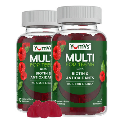 Yum-v's Gomitas Multivitamínicas Para Adolescentes Con Biotina Y Antioxidantes 60u Frambuesa