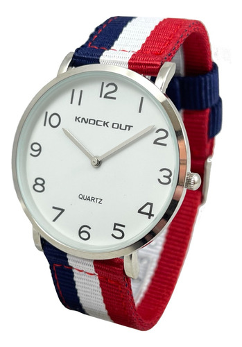 Reloj Knock Out Hombre Malla De Tela Minimalista 2570 