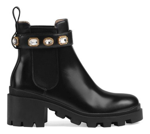 Botinetas De Cuero Vegano Caña Media Steve Madden Amulet Diseño Liso Black 23.5 Mx Para Mujer