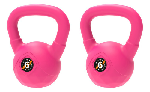 Par De Pesas Rusa Kettlebell Pvc 6kg Funcional Gym Gimnasio Color Rosa