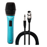 Microfono Dinamico Para Karaoke Voces + Cable Combo Color Celeste