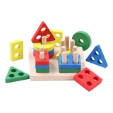 Juego Didactico Encajar Figura Geométrica  Montessori Madera