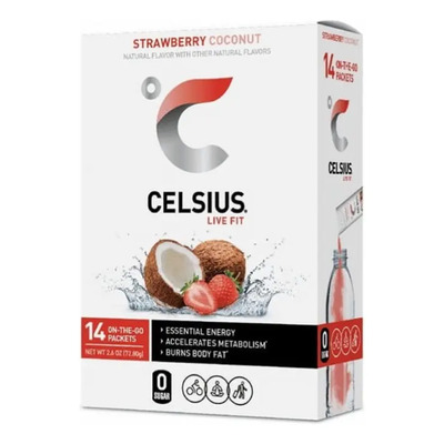 Celsius Strawbeery Cocon On-the-go Polvo Sin Azúcar (14pzas) | Meses sin interés