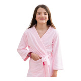 Bata Baño Infantil Microfibra Absorbente Rosa Claro Tesso