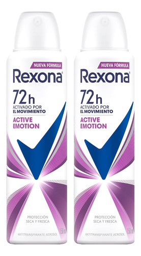 Kit 2 Desodorante Rexona Feminino Active Emotion 72h 150ml