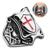 Anillo Para Hombre Con Escudo Cruz Caballeros Templarios