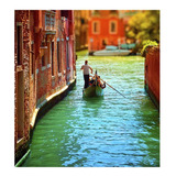 Vinilo 20x20cm Paisaje Italia Venecia Gondola Canal