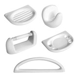 Set Kit Accesorio Baño 5 Piezas Loza Blanca C