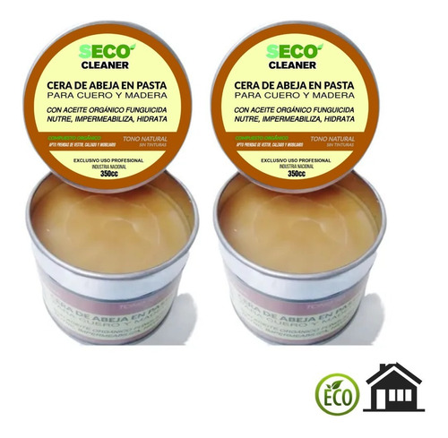 Cera Abeja Cuero Madera 2u 350ml C/aplicador Nutre Hidrata