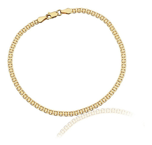 Pulseira Feminina De Ouro 18k  Esteira Bismarck Diamantado