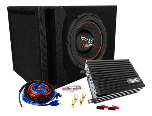 Cajon Subwoofer Bicho 12p 600w + Kit Cables + Potencia 600w