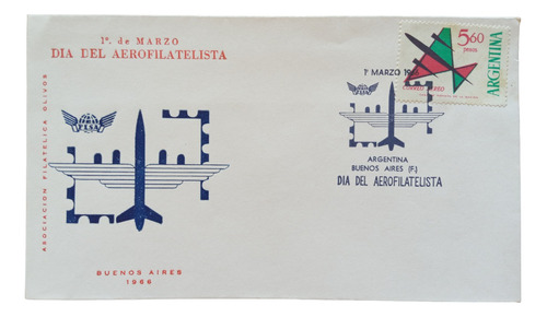 1° De Marzo Dia Del Aerofilatelista Bs.as. 1966 A. F. Olivos