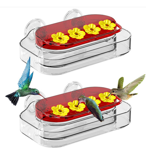 2 Comederos De Plástico Para Colibríes De 10 Oz Con 4 Puerto