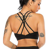 Tops - Lureme Cross Back Strappy Sports Bra Yoga Workout Bra