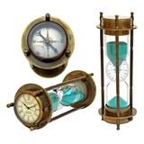 Hanzla Collection Marine Antique Brass Brjula Reloj De Arena