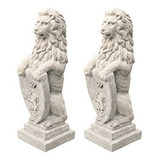 Diseño Toscano Beaumaris Castle Lion Sculpture Conjunto De 