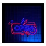 Letrero Led Neon Abierto 24 Horas Open Energy Ancho 71cm