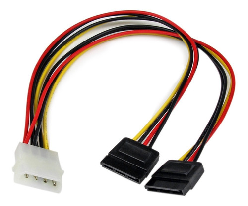 Cable Adaptador De Corriente Y De 12 Pulgadas Lp4 A 2xsata Color Multicolor