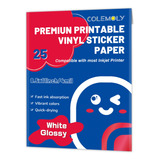 Papel Adhesivo Brillante Imprimible, 25 Hojas Adhesivas Para