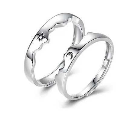 2 Anillos Promesa Pareja Sol Y Luna De Plata Fina 925 Amor | MercadoLibre