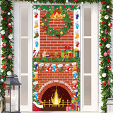 Cubierta De Puerta De Navidad Para Chimenea, Telón De Fondo,