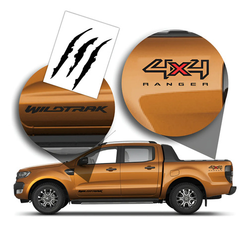 Stickers Calcomanías Compatible Con Ford Ranger 4x4 Wildtrak