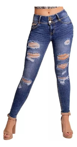 Jeans Mujer Pantalón Colombiano Mezclilla Strech Push Up P36
