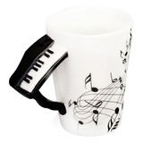 Taza De Té Notas De Música Asa Forma De Piano Porcelana Color Fix