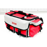 Bolso Para Pesca Tech Pejerrey  Reforzado Rojo Y Gris