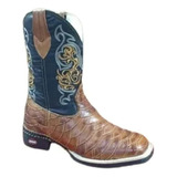 Bota Country Texana Escamada Bordada Couro