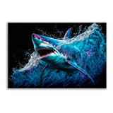 Cuadro Tiburón Tipo Pintura Azul Mar Acuario Peces 45 Cm