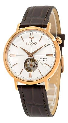 Relógio Bulova 97a136 Aerojet Mecânico Automático Calfskin