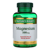 Nature's Bounty, Magnesio Magnesium Oxido 500mg Huesos & Musculo 200 Tabletas Apoyo A La Salud Ósea Y El Mantenimiento De La Mineralización Ósea.* 